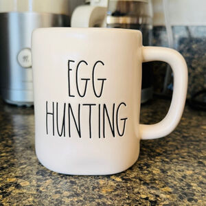 Rae Dunn “EGG HUNTING” Easter White & Blue Cup Mug